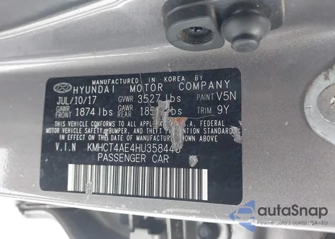 2017 Hyundai Accent Se from USA, damaged, VIN KMHCT4AE4HU358448